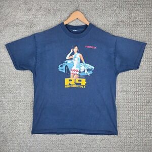 Vintage 1998 Namco Ridge Racer Type 4 R4 Promo T-Shirt Blue Reiko Nagase Mens XL